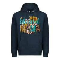 Navy blessed mama with sunflowers Premium Hoodie - texasbilliewilder