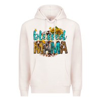Pale Pink blessed mama with sunflowers Premium Hoodie - texasbilliewilder