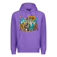 Purple blessed mama with sunflowers Premium Hoodie - texasbilliewilder