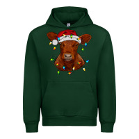Forest Green Christmas baby red angus calf with lights Urban Hoodie - RanaPortraitStore