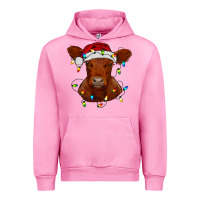 Fuchsia Pink Christmas baby red angus calf with lights Urban Hoodie - RanaPortraitStore
