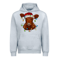 Christmas Baby Red Angus Calf With Lights Urban Hoodie | Teevron