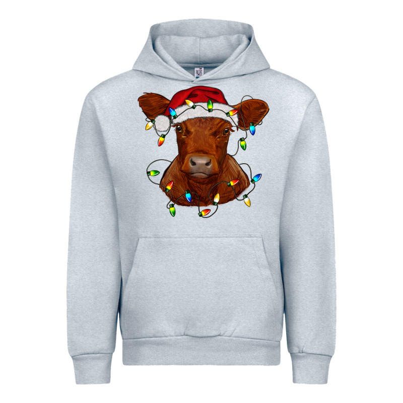 Christmas Baby Red Angus Calf With Lights Urban Hoodie by RanaPortraitStore | Teevron