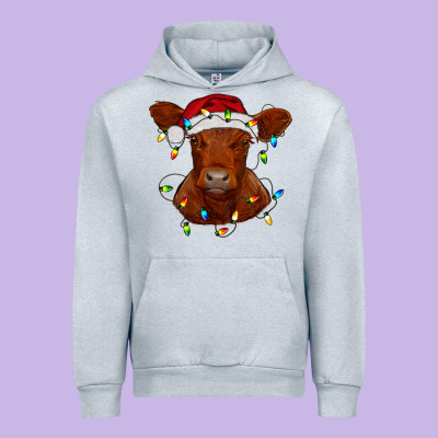 Urban Hoodie Christmas baby red angus calf with lights