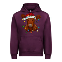 Mauve Wine Christmas baby red angus calf with lights Urban Hoodie - RanaPortraitStore
