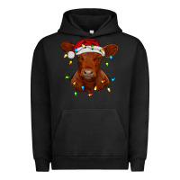 Pigment Black Christmas baby red angus calf with lights Urban Hoodie - RanaPortraitStore