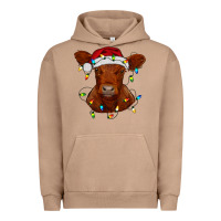 Pigment Burro Christmas baby red angus calf with lights Urban Hoodie - RanaPortraitStore