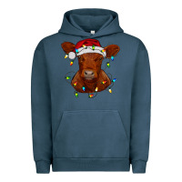 Pigment Midnight Navy Christmas baby red angus calf with lights Urban Hoodie - RanaPortraitStore