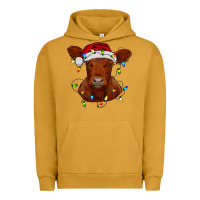 Pigment Peanut Butter Christmas baby red angus calf with lights Urban Hoodie - RanaPortraitStore