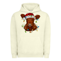Pigment Pistachio Christmas baby red angus calf with lights Urban Hoodie - RanaPortraitStore