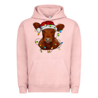 Pigment Salmon Christmas baby red angus calf with lights Urban Hoodie - RanaPortraitStore