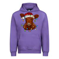 Tulip Christmas baby red angus calf with lights Urban Hoodie - RanaPortraitStore