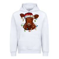 White Christmas baby red angus calf with lights Urban Hoodie - RanaPortraitStore