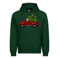Forest Green Christmas Farm Truck With Baby Sheep Urban Hoodie - RanaPortraitStore
