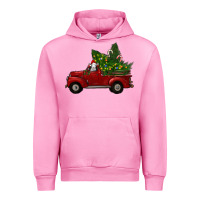 Fuchsia Pink Christmas Farm Truck With Baby Sheep Urban Hoodie - RanaPortraitStore