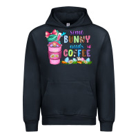 Navy some bunny needs coffee with gnomes Urban Hoodie - Zillion Design Studio