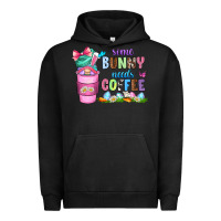 Pigment Black some bunny needs coffee with gnomes Urban Hoodie - Zillion Design Studio