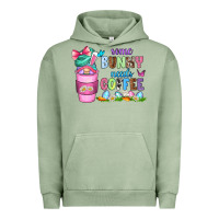 Pigment Oil Green some bunny needs coffee with gnomes Urban Hoodie - Zillion Design Studio