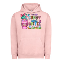 Pigment Salmon some bunny needs coffee with gnomes Urban Hoodie - Zillion Design Studio