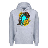 Heather Grey western turquoise gemstone Premium Hoodie - Zillion Design Studio