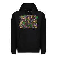 Black Mardi Gras Fleur De Lis Premium Hoodie - RanaPortraitStore