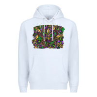 White Mardi Gras Fleur De Lis Premium Hoodie - RanaPortraitStore