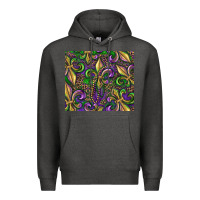 Charcoal Heather mardi gras fleur de lis Premium Hoodie - RanaPortraitStore