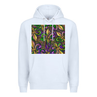 White mardi gras fleur de lis Premium Hoodie - RanaPortraitStore
