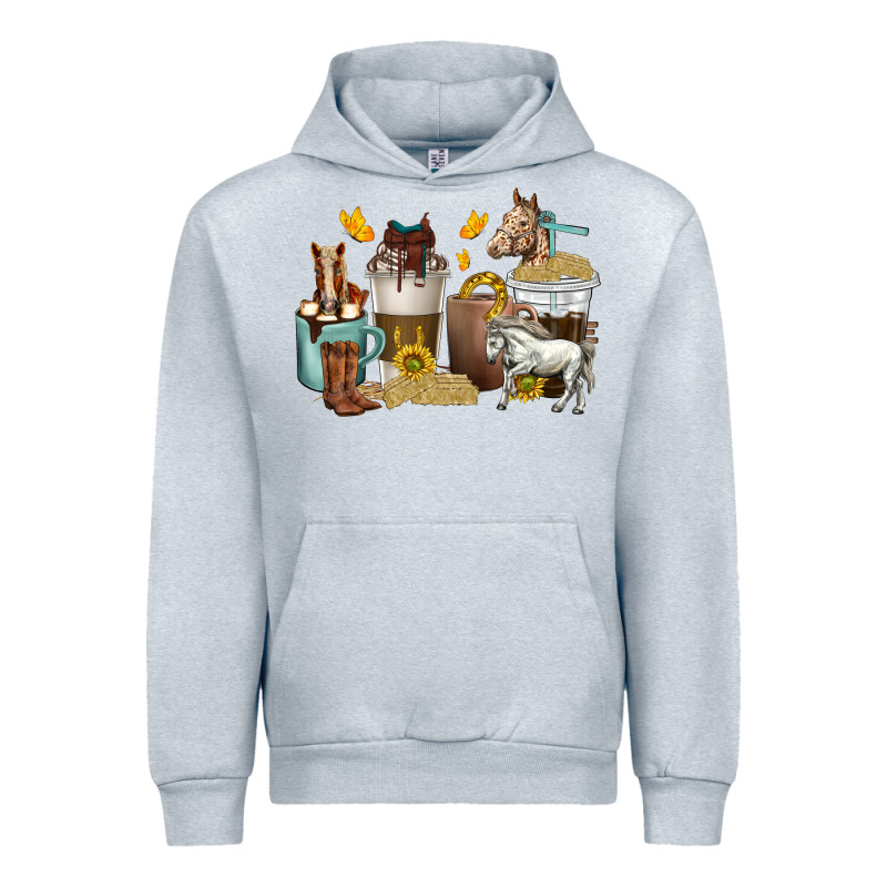 Coffee Cups Horses Urban Hoodie by texasbilliewilder | Teevron