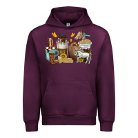 Mauve Wine coffee cups horses Urban Hoodie - texasbilliewilder