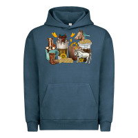 Pigment Midnight Navy coffee cups horses Urban Hoodie - texasbilliewilder