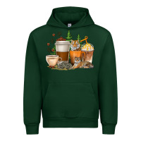 Foreset Green coffee cups tiger with coffee beans Urban Hoodie - texasbilliewilder