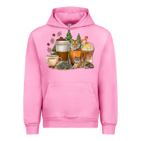 Fuchsia Pink coffee cups tiger with coffee beans Urban Hoodie - texasbilliewilder