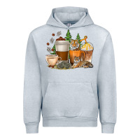 Heather Grey coffee cups tiger with coffee beans Urban Hoodie - texasbilliewilder