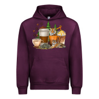 Mauve Wine coffee cups tiger with coffee beans Urban Hoodie - texasbilliewilder