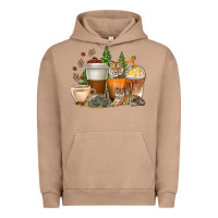 Pigment Burro coffee cups tiger with coffee beans Urban Hoodie - texasbilliewilder
