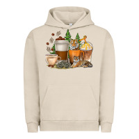 Pigment French Oak coffee cups tiger with coffee beans Urban Hoodie - texasbilliewilder
