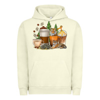 Pigment Pistachio coffee cups tiger with coffee beans Urban Hoodie - texasbilliewilder