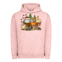 Pigment Salmon coffee cups tiger with coffee beans Urban Hoodie - texasbilliewilder