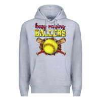Heather Grey busy raising ballers softball Premium Hoodie - texasbilliewilder