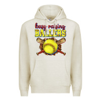 Oatmeal Heather busy raising ballers softball Premium Hoodie - texasbilliewilder