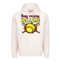 Pale Pink busy raising ballers softball Premium Hoodie - texasbilliewilder