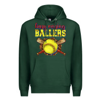 Sports Green busy raising ballers softball Premium Hoodie - texasbilliewilder