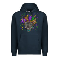 Navy mardi gras french bulldog Premium Hoodie - RanaPortraitStore