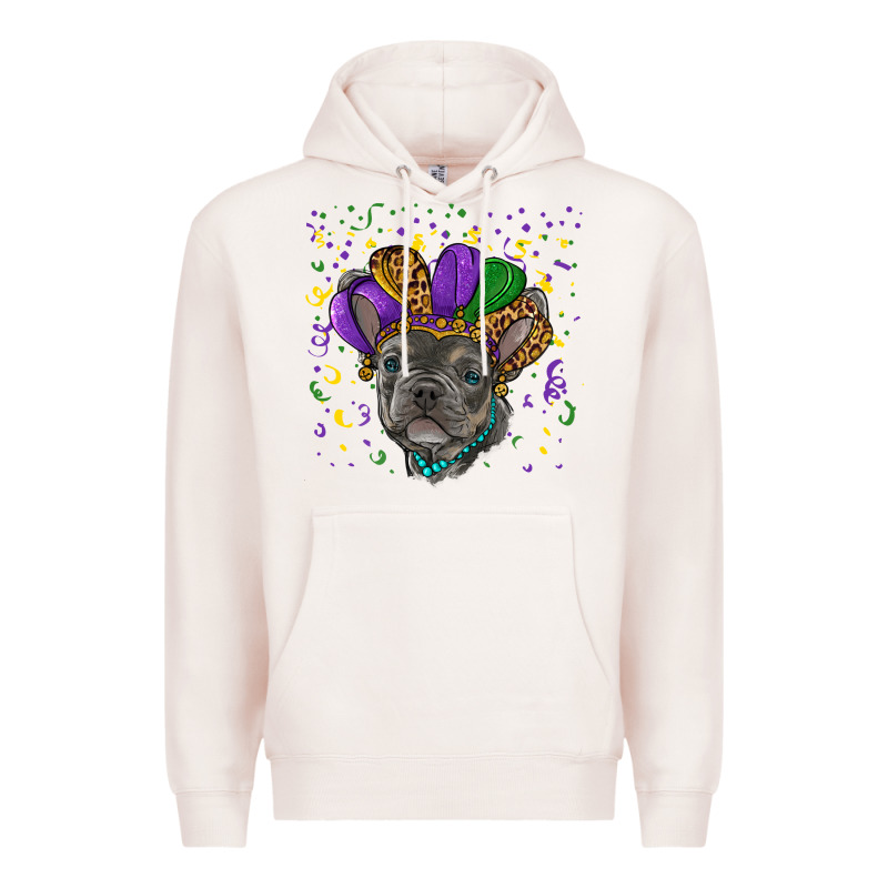 Mardi Gras French Bulldog Premium Hoodie by RanaPortraitStore | Teevron