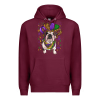 Burgundy Mardi gras hat  english bulldog Premium Hoodie - RanaPortraitStore