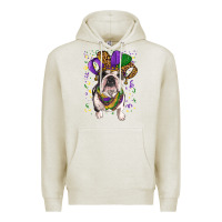 Oatmeal Heather Mardi gras hat  english bulldog Premium Hoodie - RanaPortraitStore