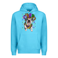 Ocean Blue Mardi gras hat  english bulldog Premium Hoodie - RanaPortraitStore