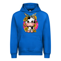 Cobalt cut cow with sunflower and leopard  pink Urban Hoodie - texasbilliewilder