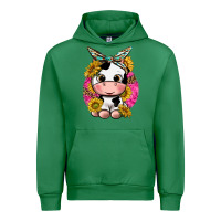 Emerald cut cow with sunflower and leopard  pink Urban Hoodie - texasbilliewilder